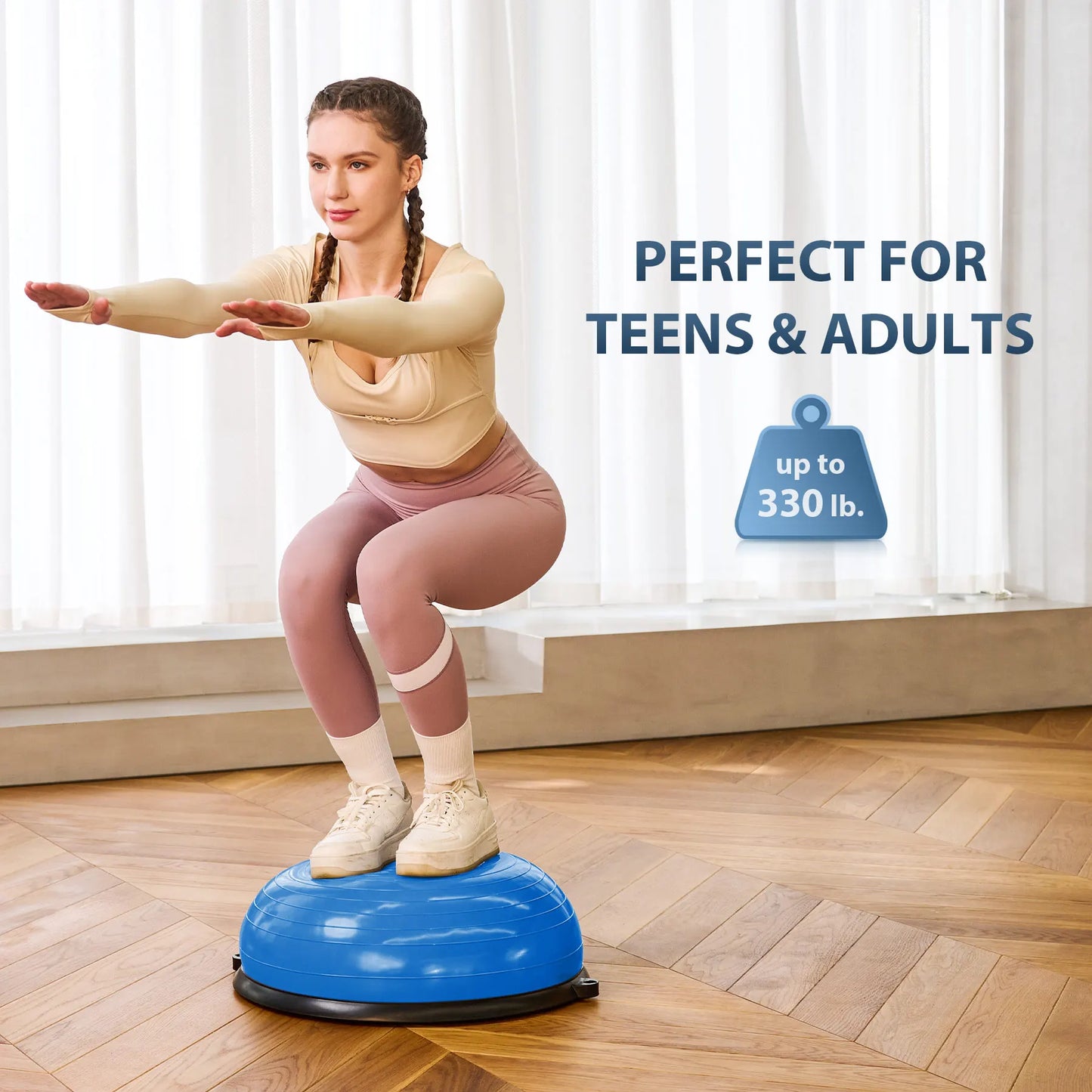 Zelus Half Ball Balance Trainer With Resistance Bands Pump
