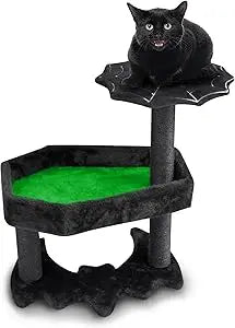 XMSJ Gothic Cat Tree With Coffin Bed Hammock Toys Playset