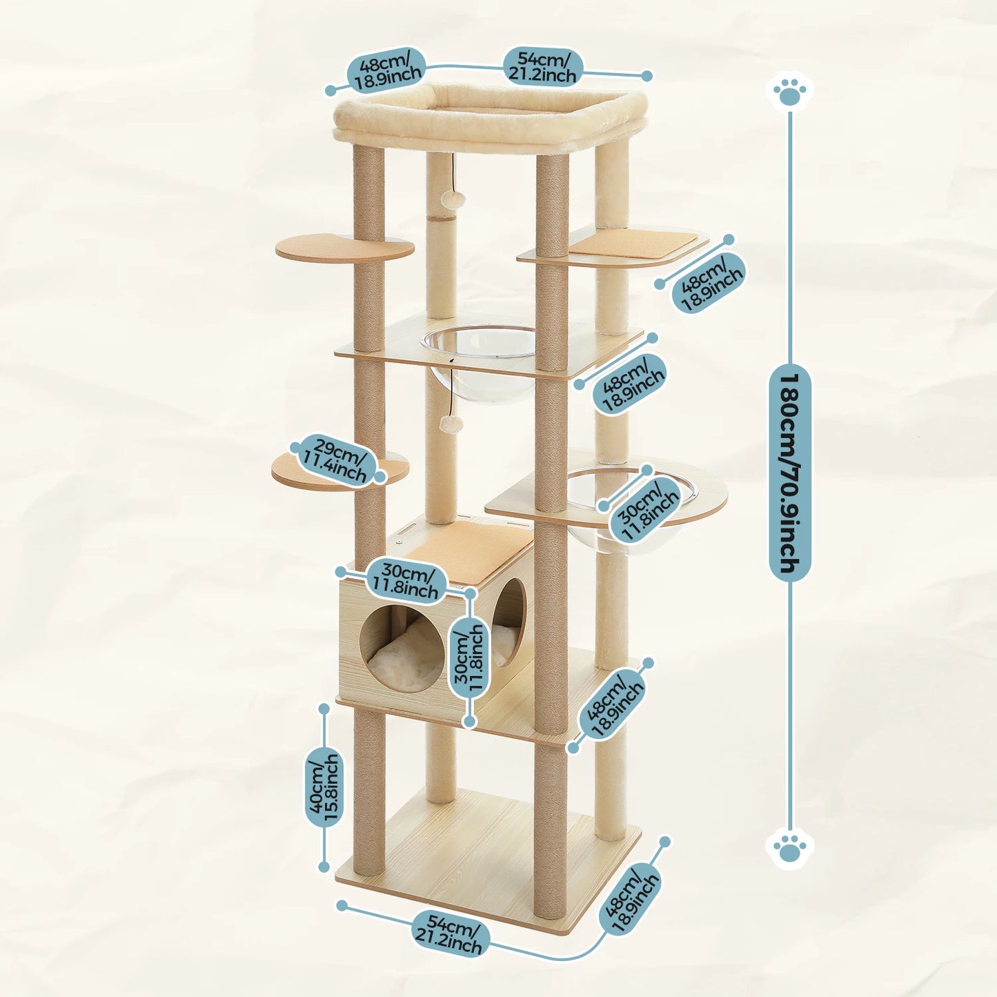 PAWZ Road Multi Level Cat Tree Indoor Wood Tower Scratcher