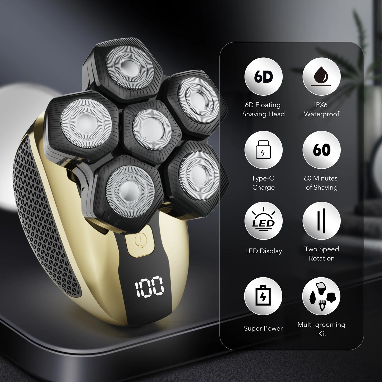 Sejoy 6D Floating Head Shaver Bald Head Shaving Machine