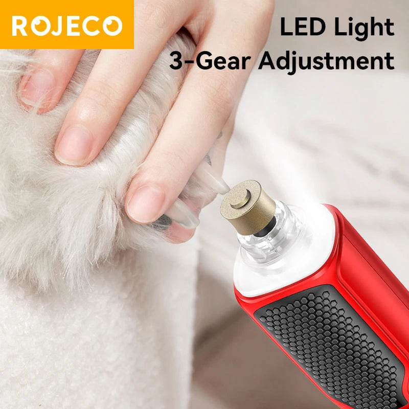 ROJECO Pet Electric Nail Grinder 7 Speeds LED Light
