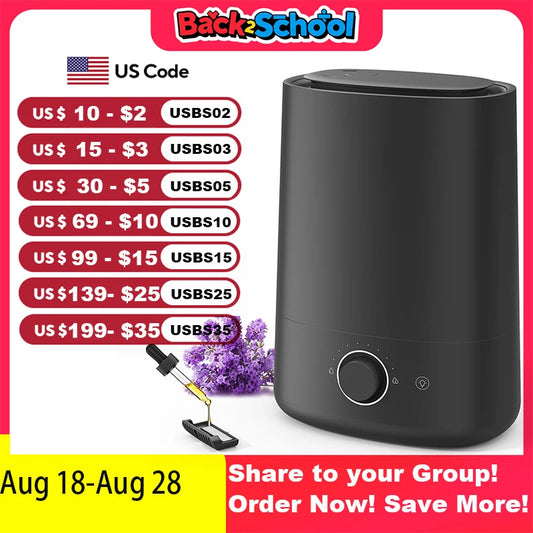 Aroeve Ultrasonic Humidifier 360 Degree Mist Aroma