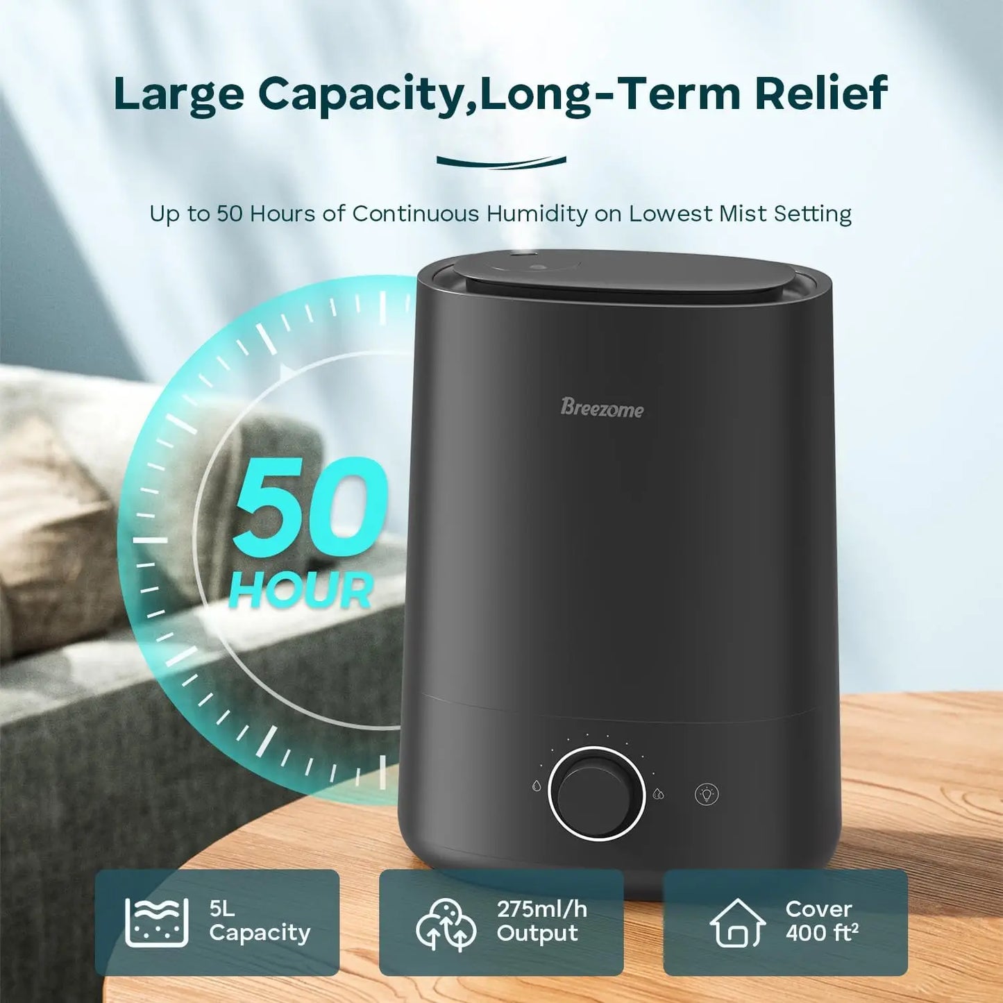 Aroeve Ultrasonic Humidifier 360 Degree Mist Aroma