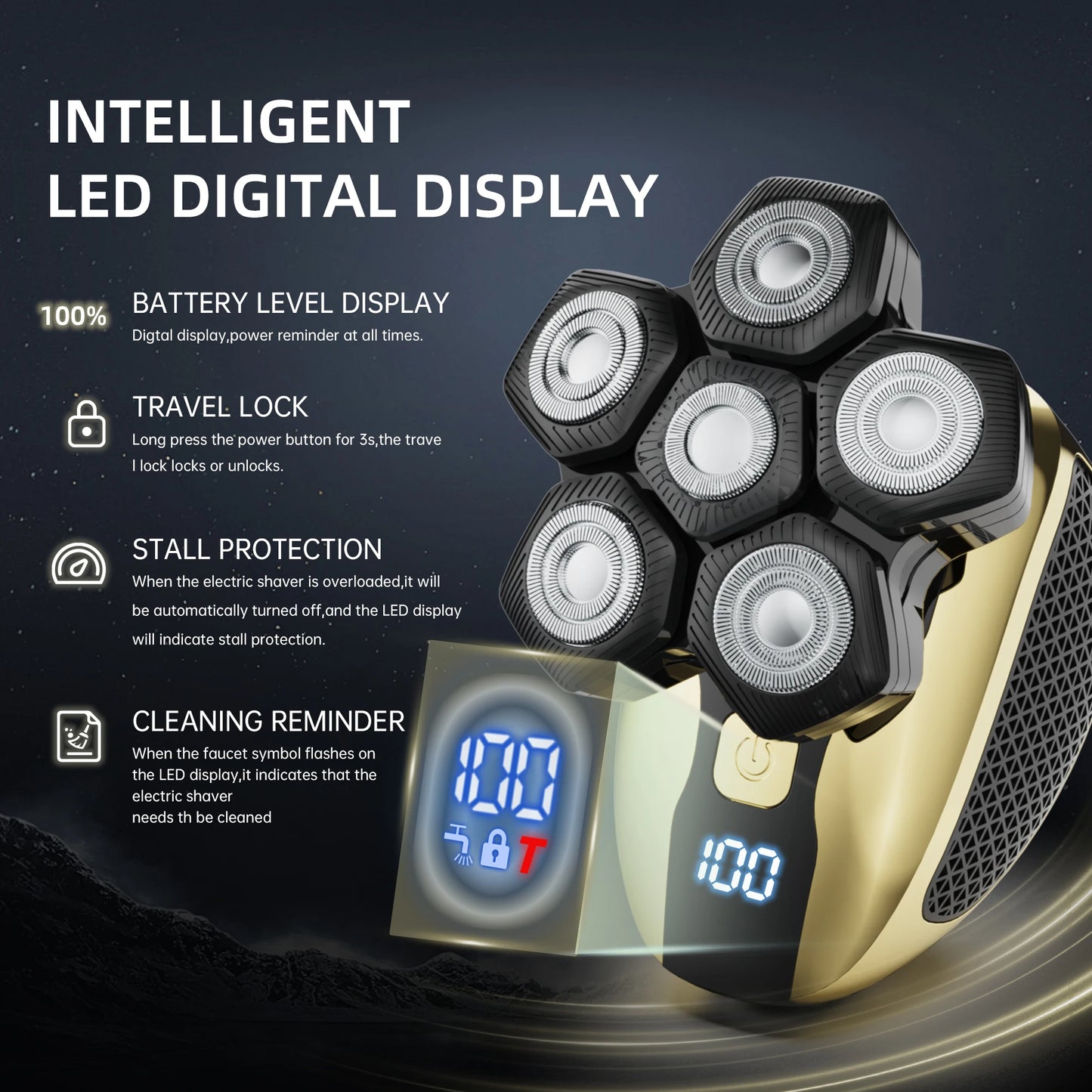 Sejoy 6D Floating Head Shaver Bald Head Shaving Machine