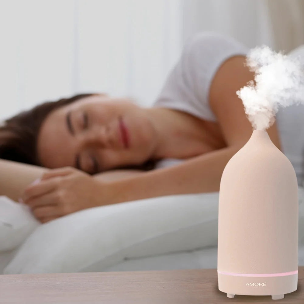 XMSJ Ceramic Ultrasonic Essential Oil Diffuser LED Lights