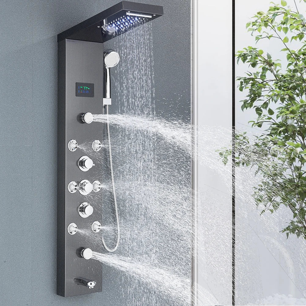 Quyanre LED Shower Panel Tower With Rainfall Massage