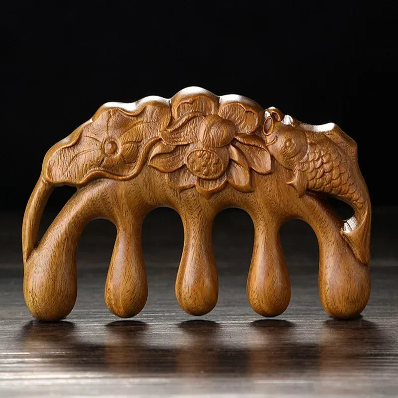 Hign-concerned Golden Sandalwood Massage Wooden Comb