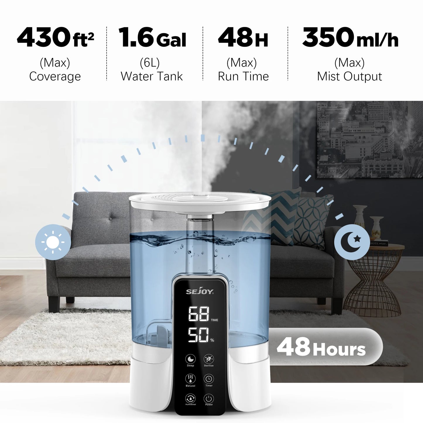 Sejoy Humidifier Aromatherapy Desk With LED Display