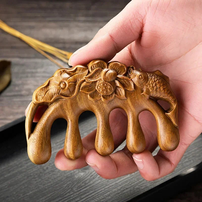 Hign-concerned Golden Sandalwood Massage Wooden Comb