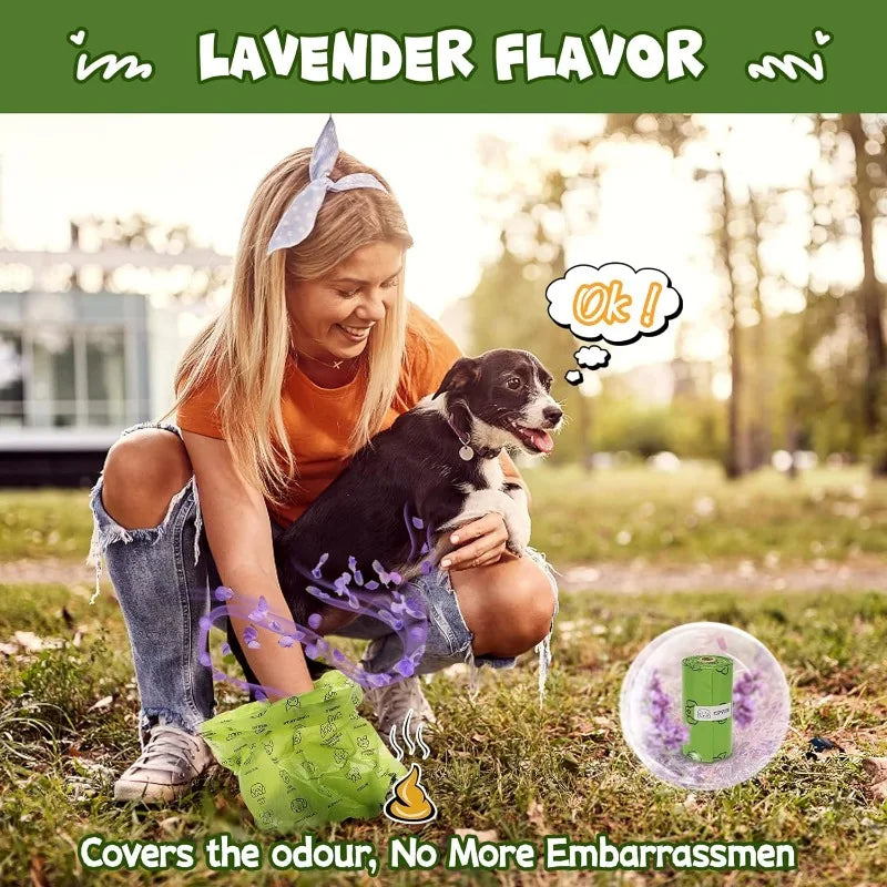 Dog Litter Poop Bag Set With Dispenser And Leash Clip