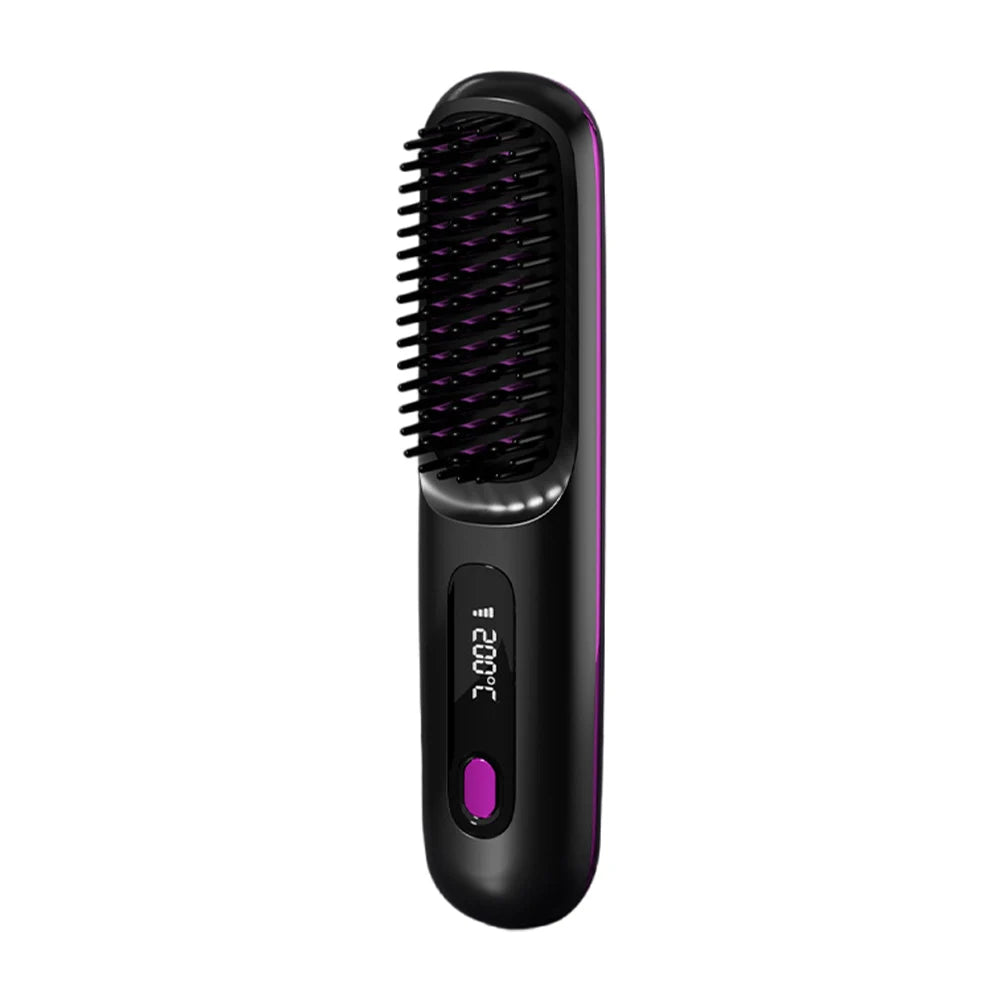 Electric Cordless Hair Straightener Brush Negative Ions