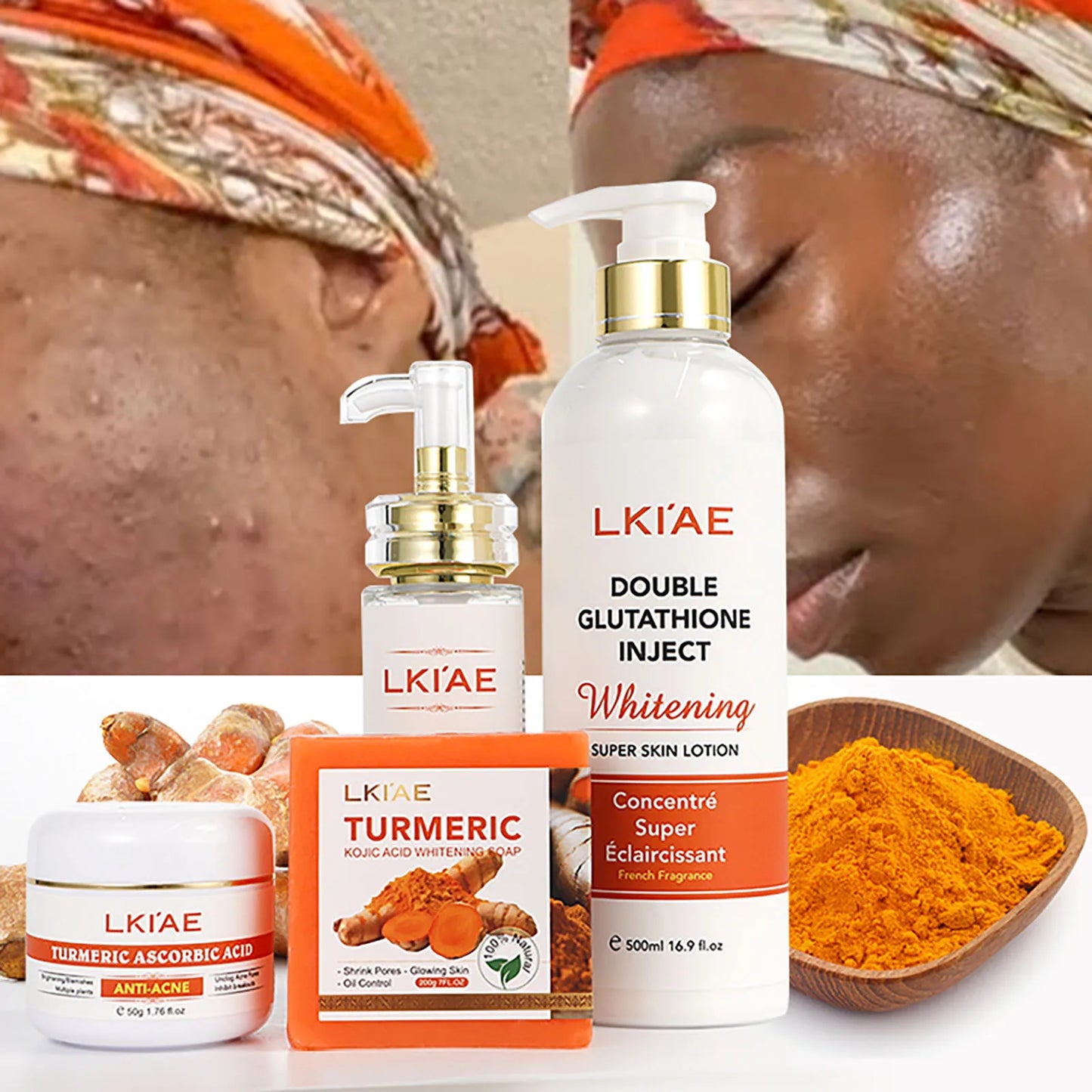 AILKE Turmeric Whitening Skin Care Set With Glutathione Aloe