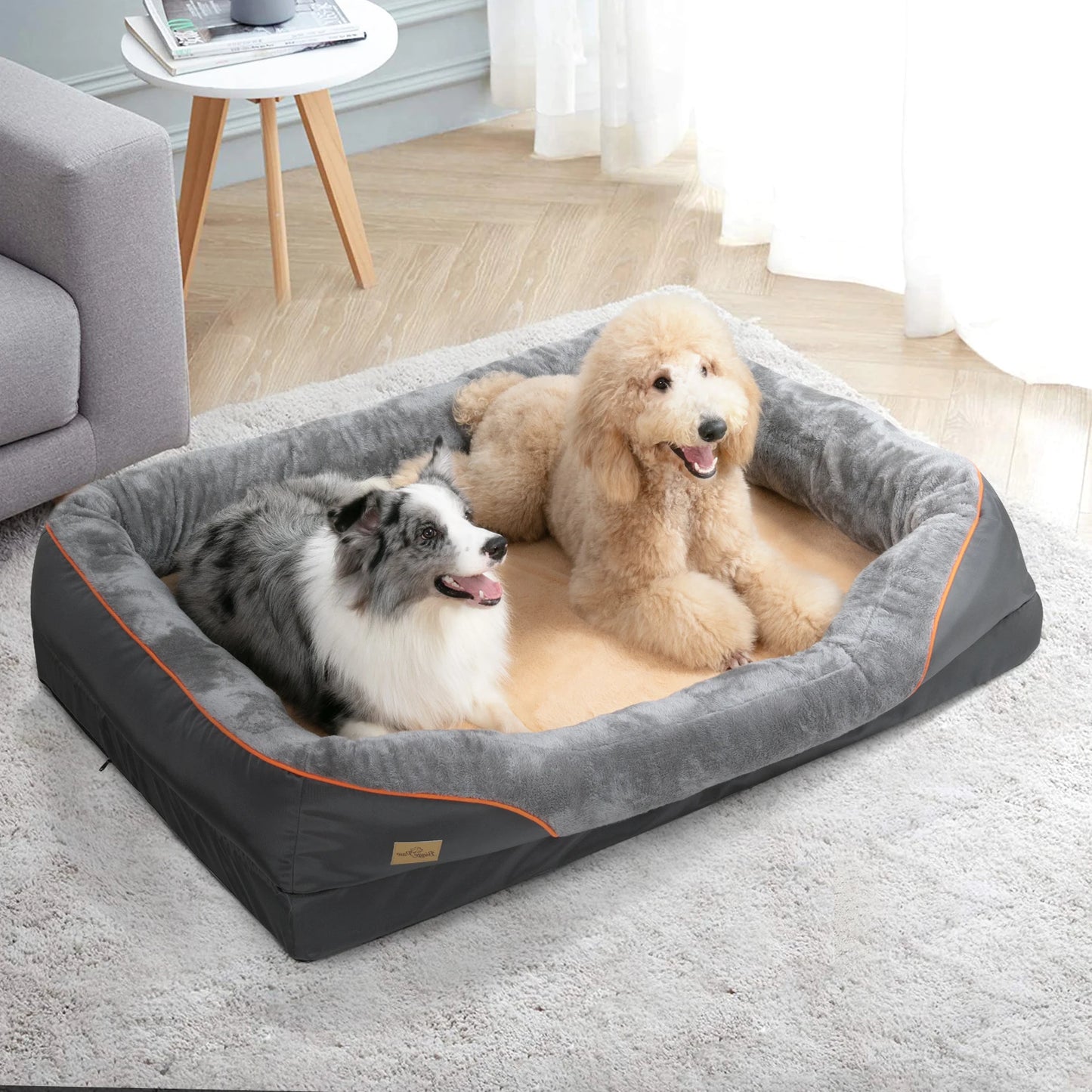 BINGOPAWCN Large Dog Bed Warm Fleece Removable Cover