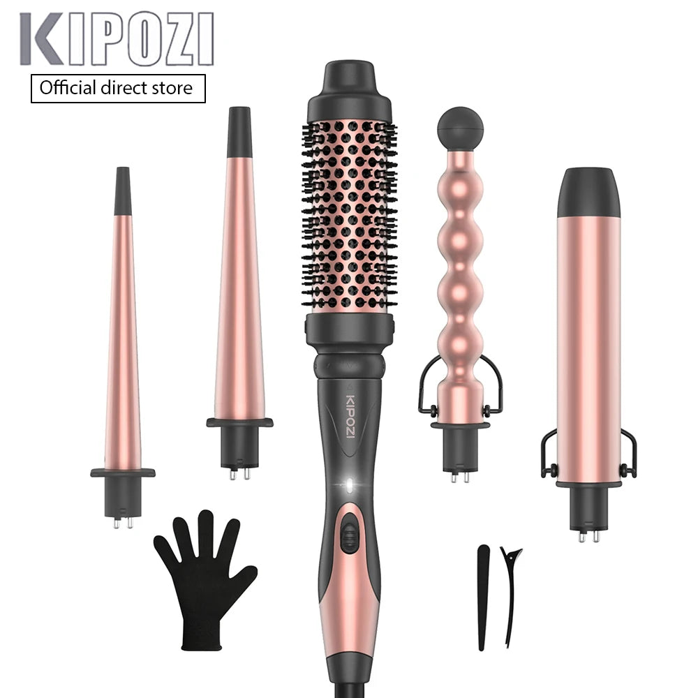 KIPOZI 5 In 1 Hair Curler Set With Replaceable Wands