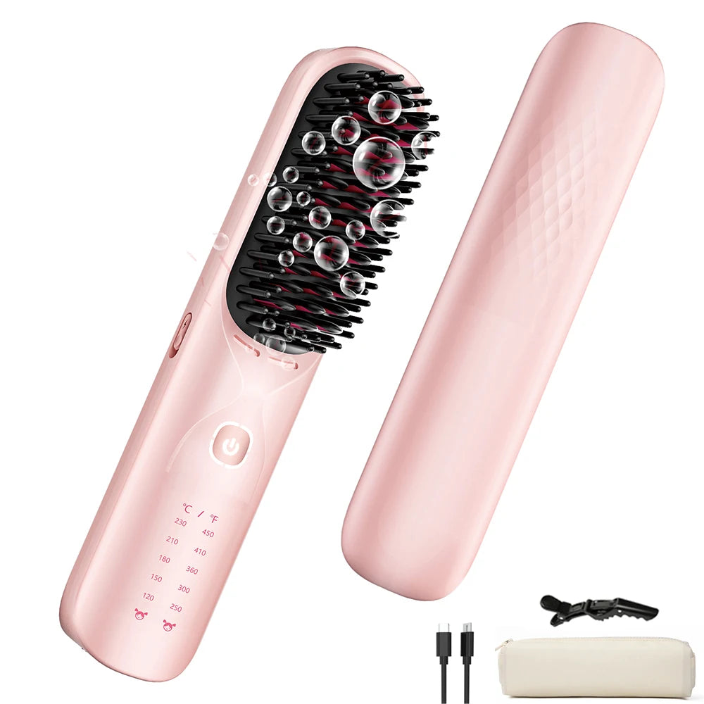BOPCAL Cordless Hair Straightener Brush 450F Fast Heating