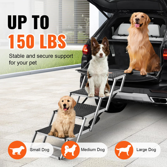 SucceBuy Foldable Dog Car Stairs Lightweight Aluminum