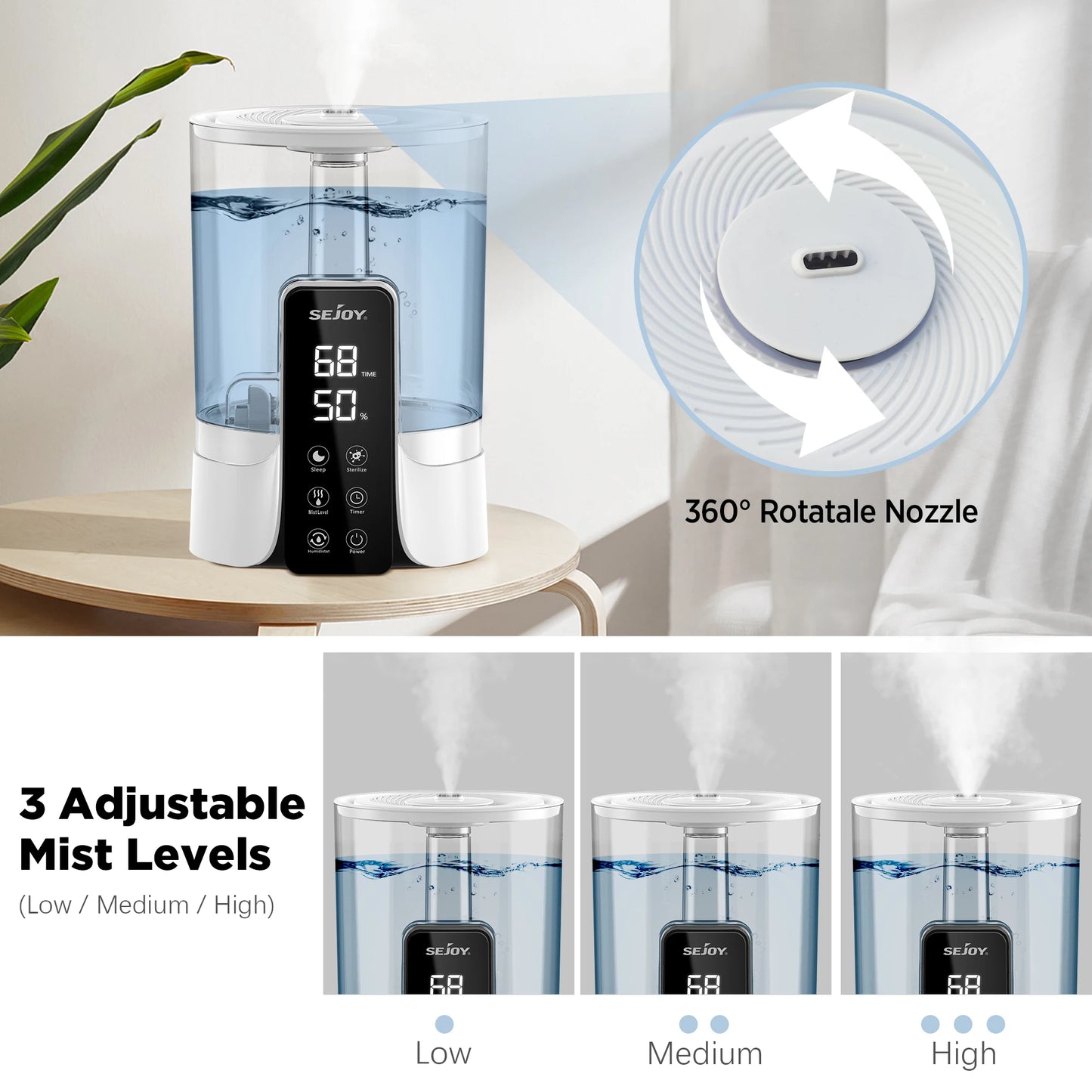 Sejoy Humidifier Aromatherapy Desk With LED Display