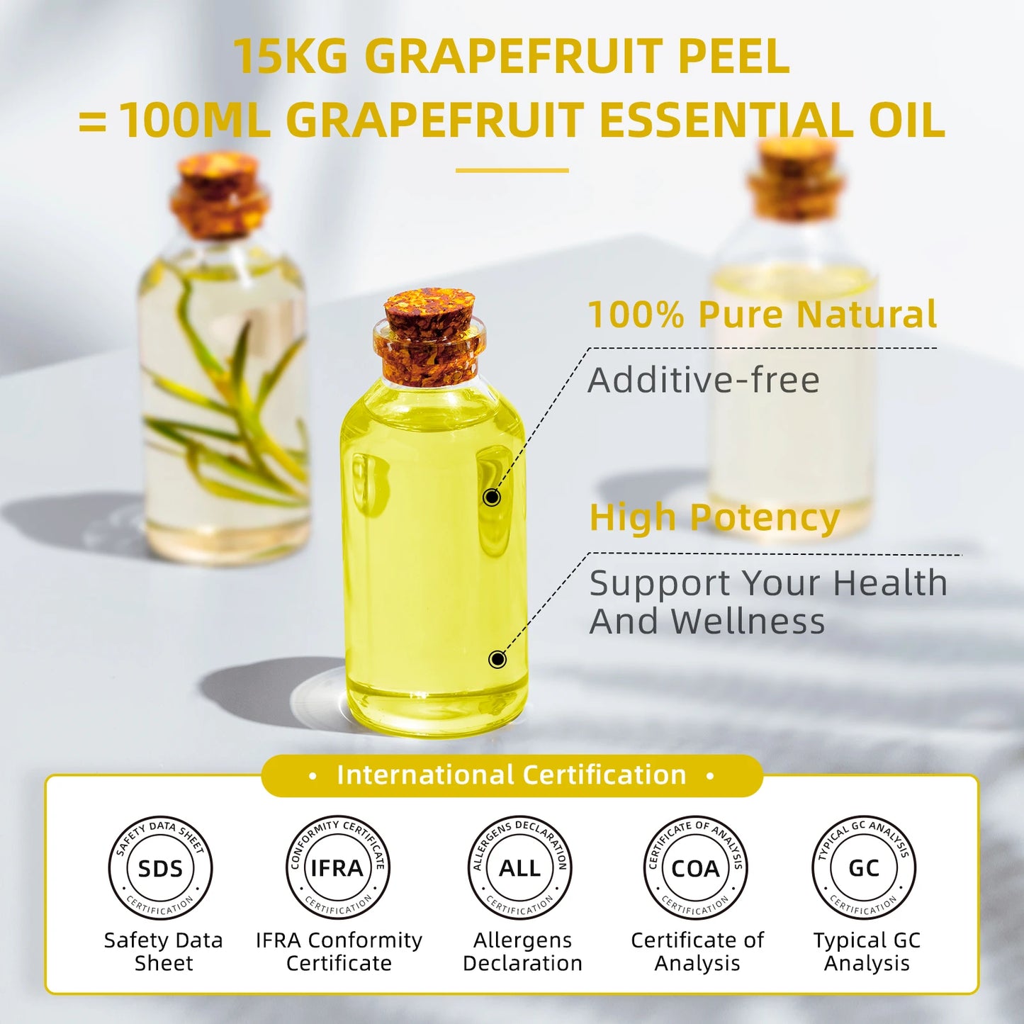 HIQILI Grapefruit Essential Oil Cold Pressed Aromatherapy