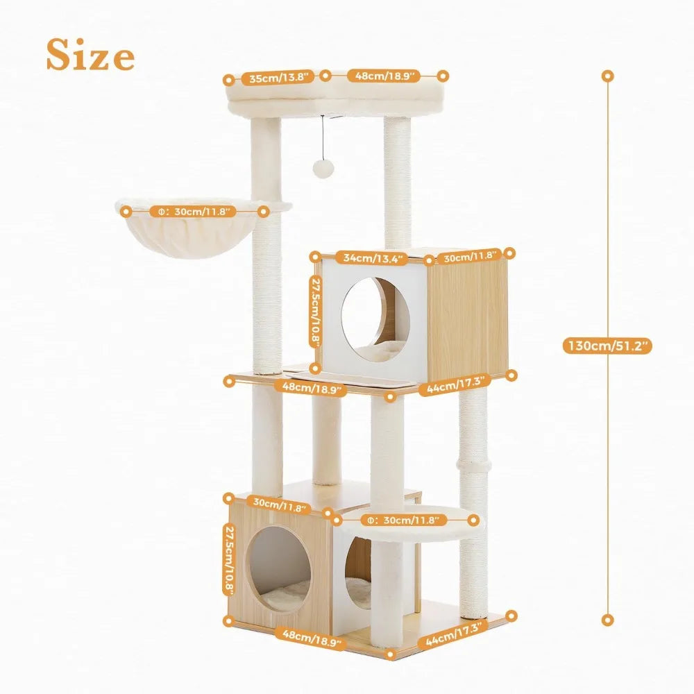 XMSJ Cat Tree Tower With Dual Condos And Perch For Home Use