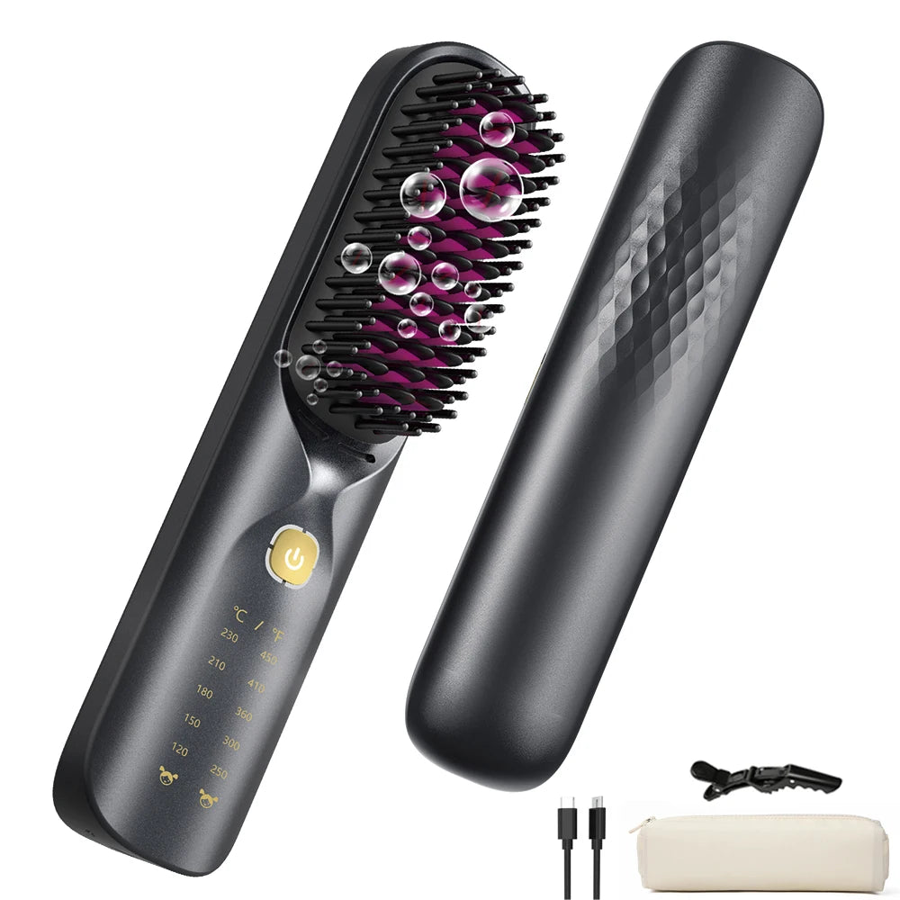 BOPCAL Cordless Hair Straightener Brush 450F Fast Heating