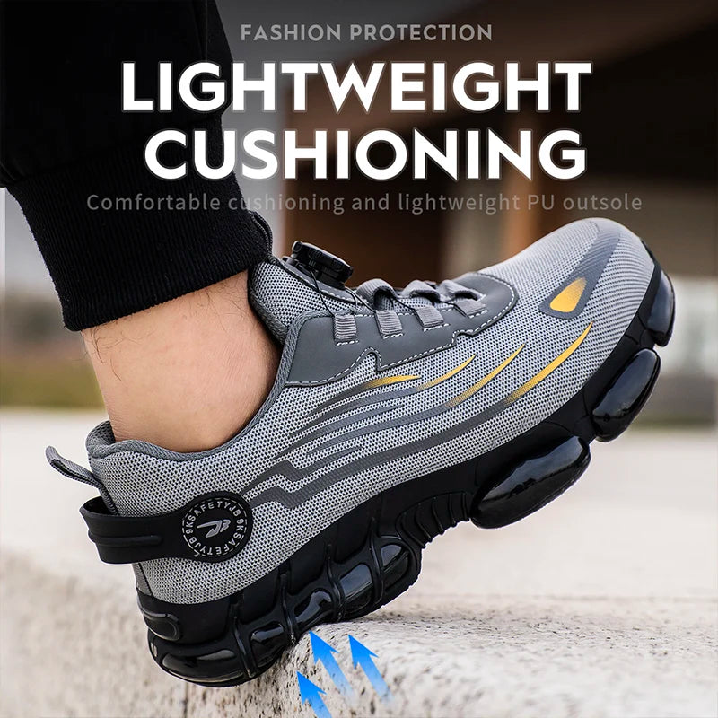 Breathable Lace Free Men Safety Shoes Anti Puncture