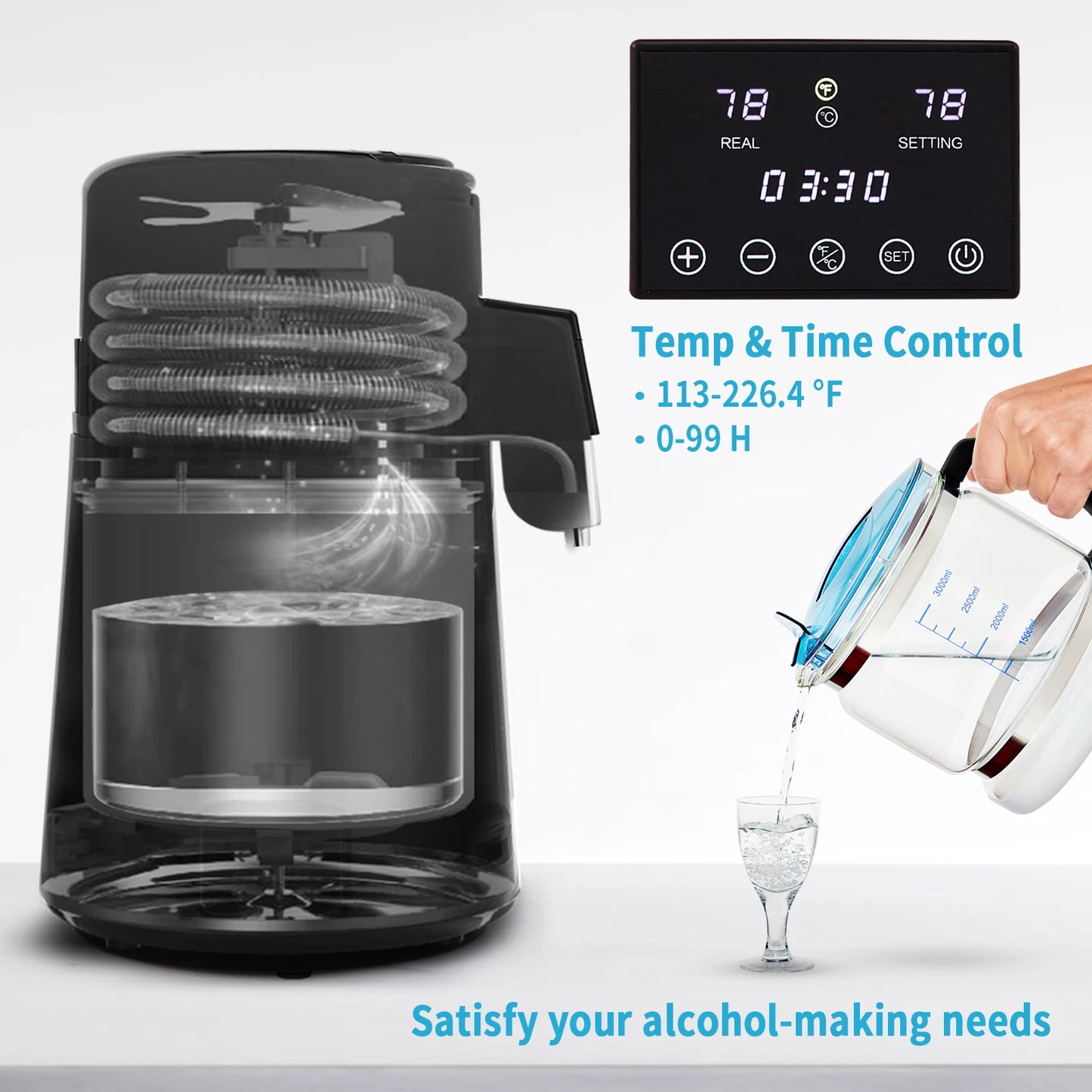 SucceBuy Water Distiller Purifier Dual Temperature Display