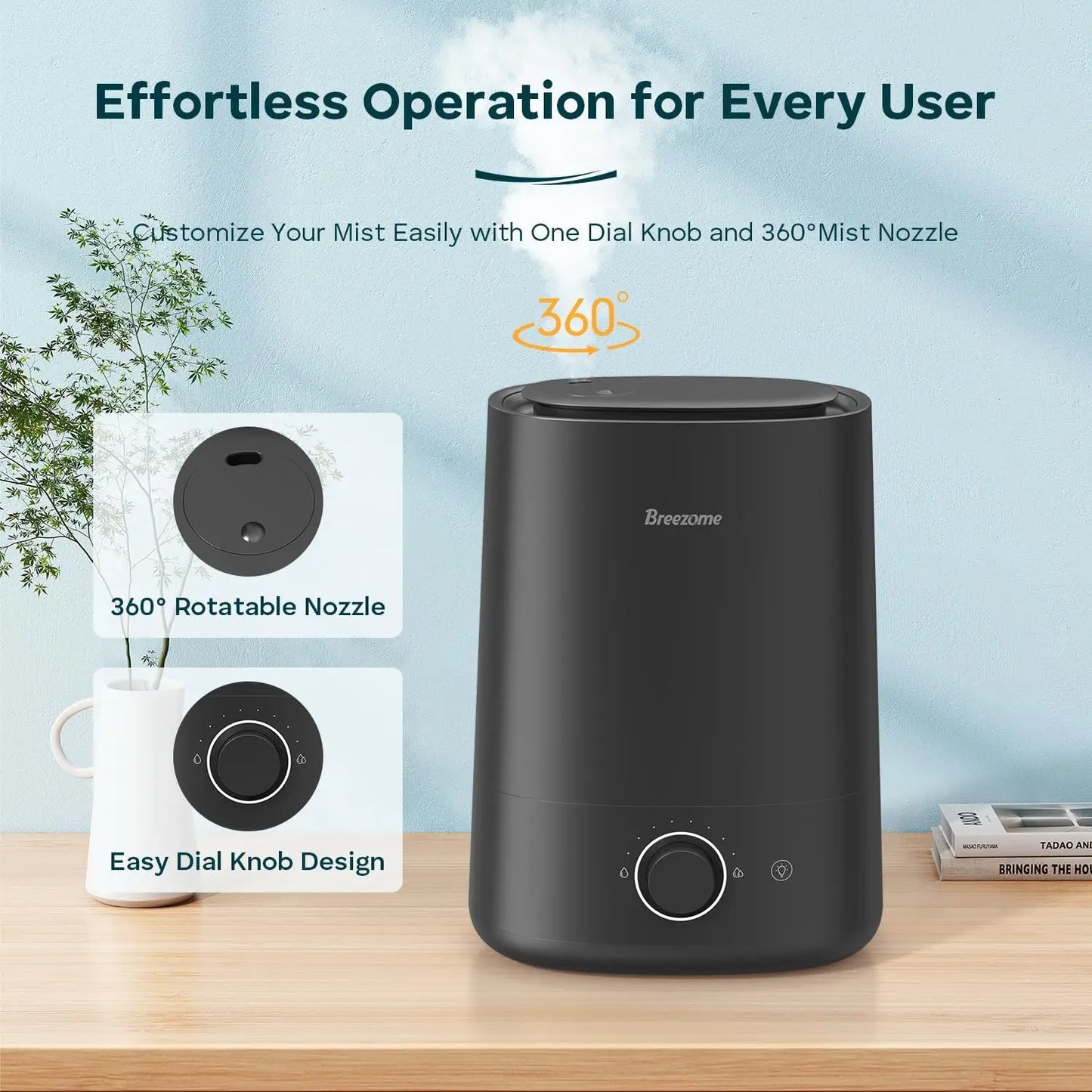 Aroeve Ultrasonic Humidifier 360 Degree Mist Aroma