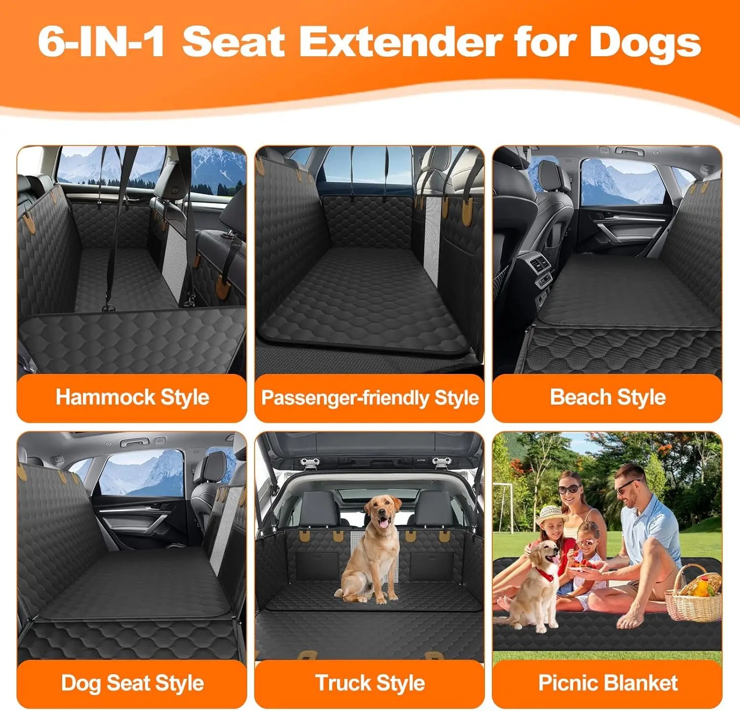 Wedyvko Waterproof Foldable Dog Car Seat Hammock Protector