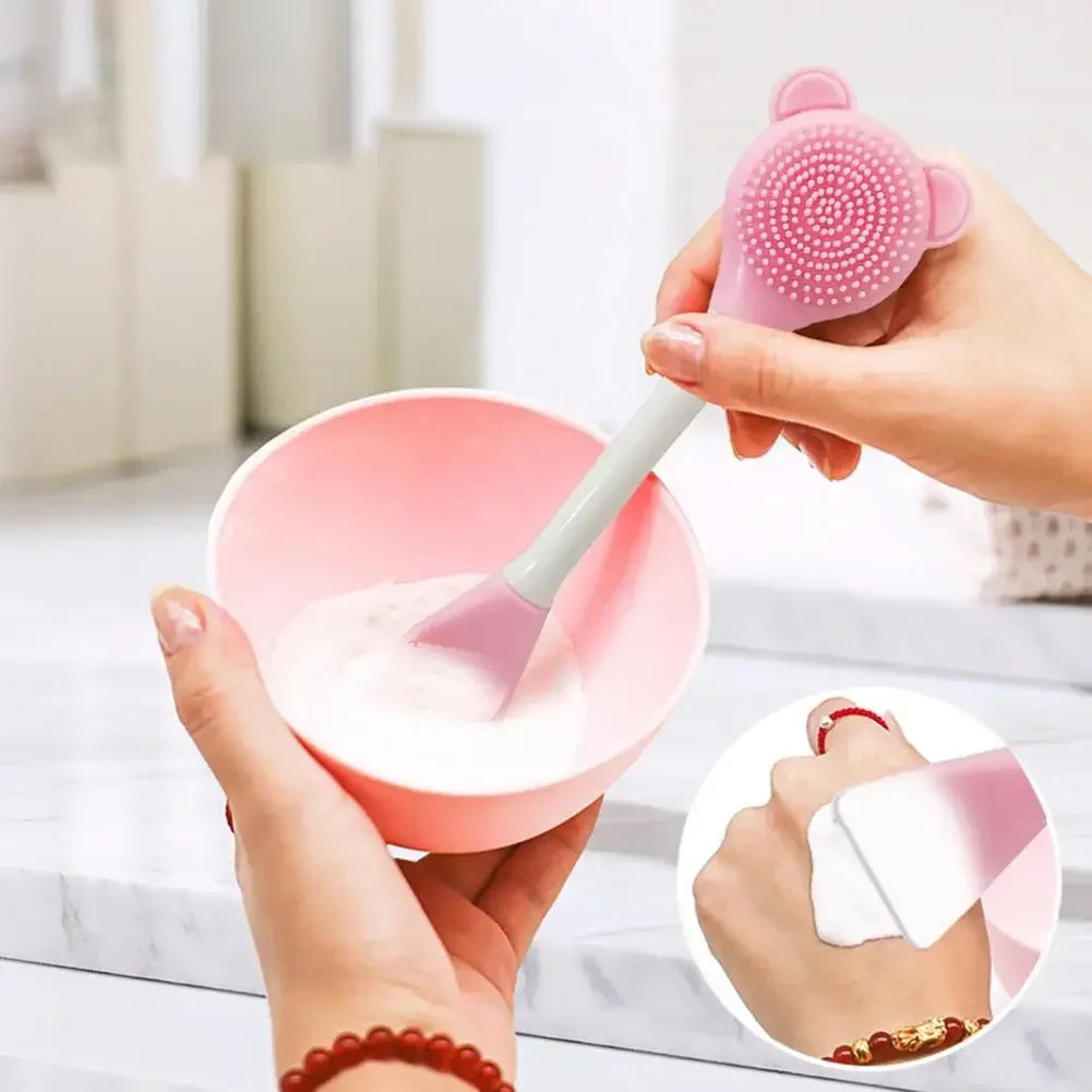 Bear Silicone Double Head Face Mask Brush Exfoliation Tool