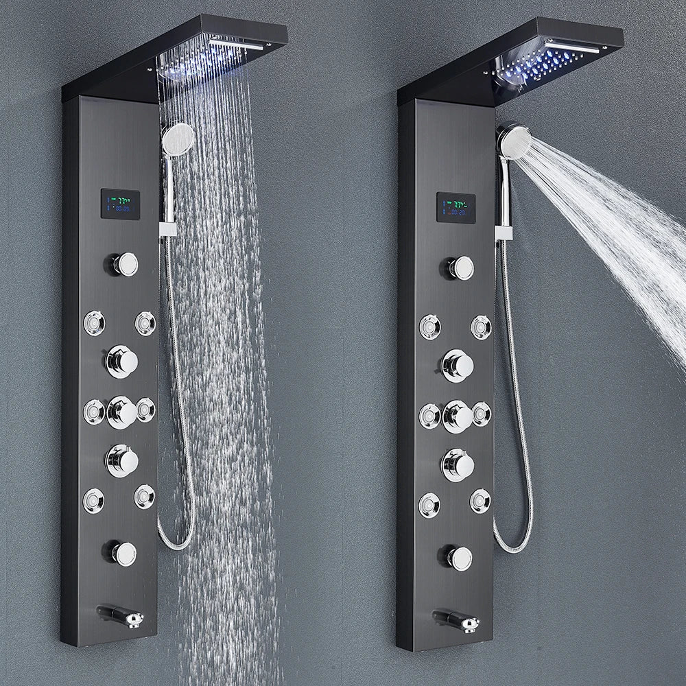 Quyanre LED Shower Panel Tower With Rainfall Massage