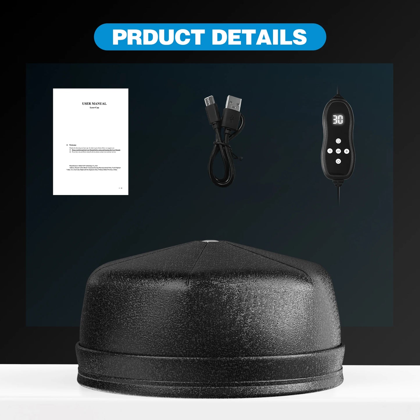 External Battery 120 Diodes Red Light Therapy Hair Cap