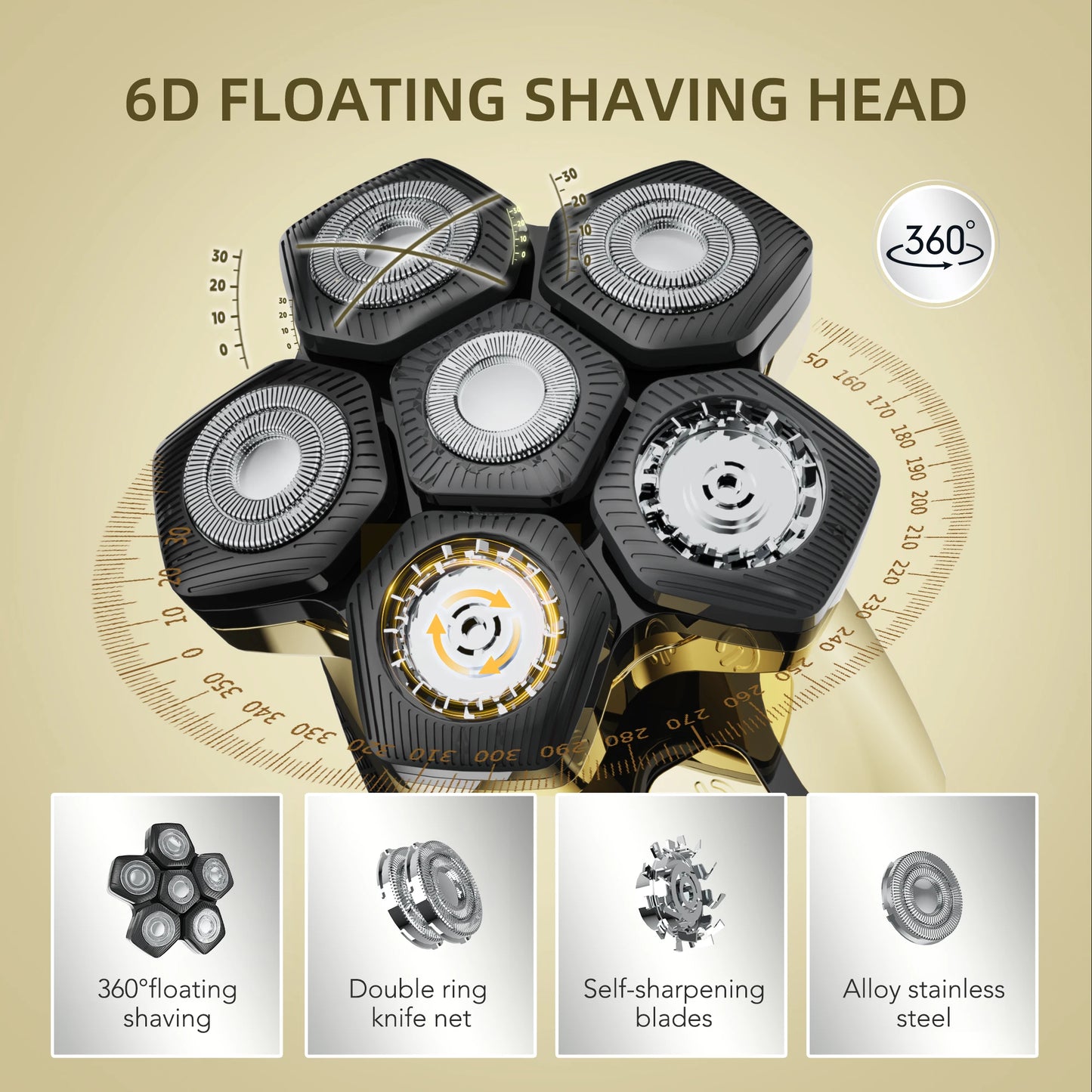 Sejoy 6D Floating Head Shaver Bald Head Shaving Machine