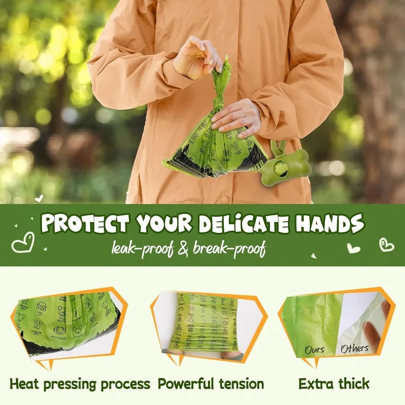 Dog Litter Poop Bag Set With Dispenser And Leash Clip