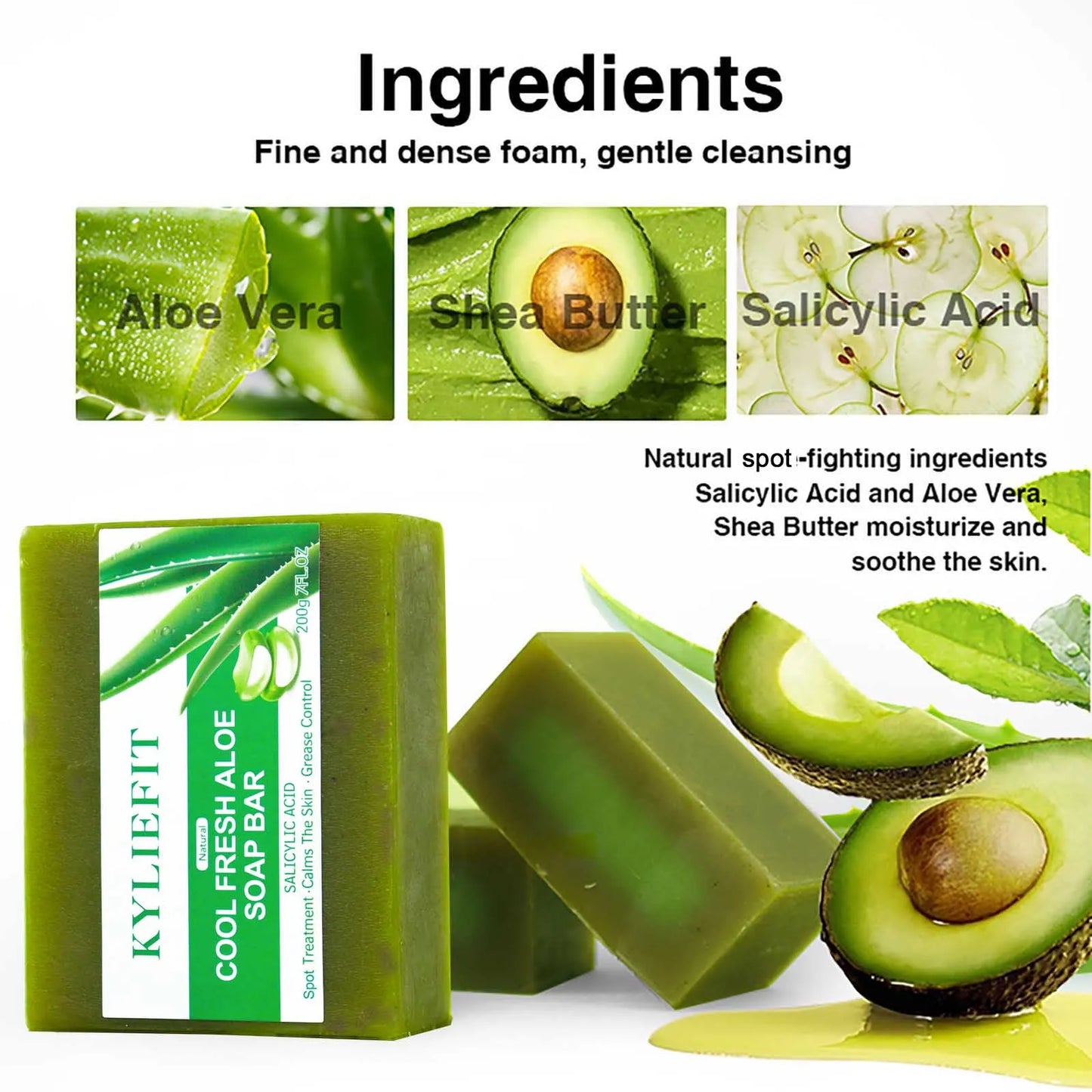 AILKE Aloe Vera Soap Bar Natural Cleansing Brightening