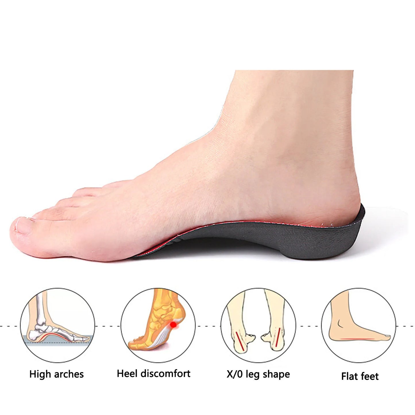 TMISHION Foot Orthotics Insoles Soft Arch Support For Plantar Fasciitis