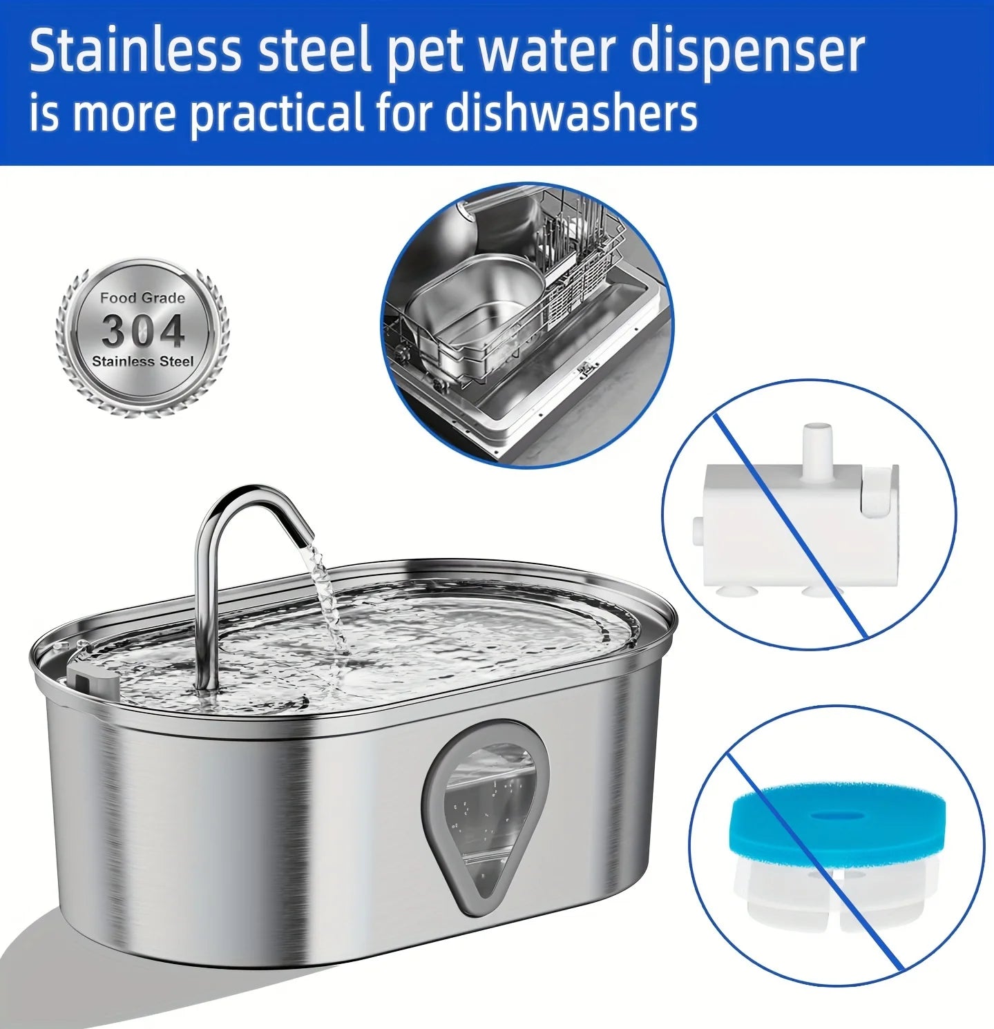 NPET Automatic Stainless Steel Pet Water Dispenser With LED