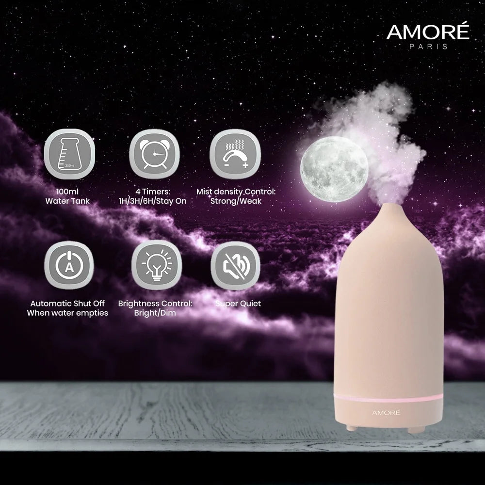 XMSJ Ceramic Ultrasonic Essential Oil Diffuser LED Lights