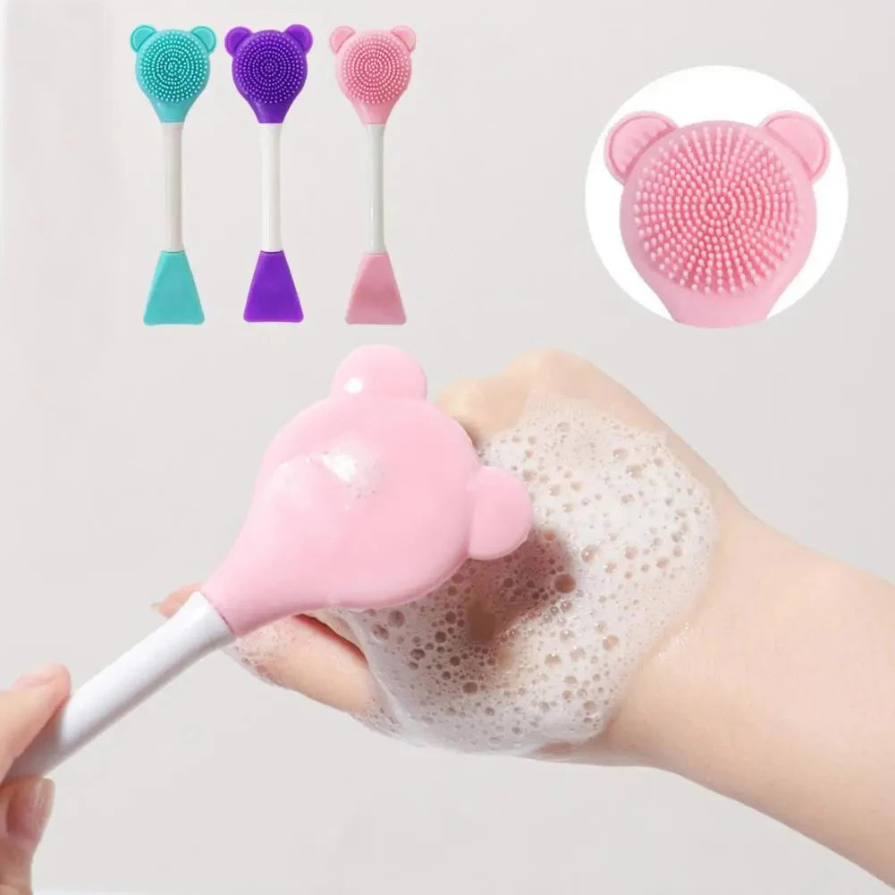 Bear Silicone Double Head Face Mask Brush Exfoliation Tool