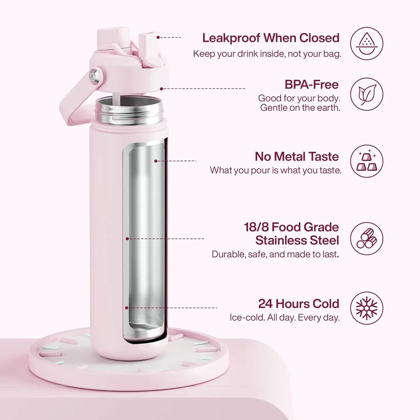 Hign-Concerned Insulated Water Bottle Keeps Cold All Day