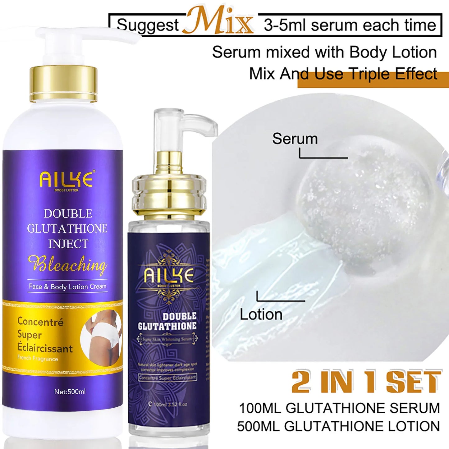 AILKE Glutathione Skin Care Kit With Body Lotion Serum