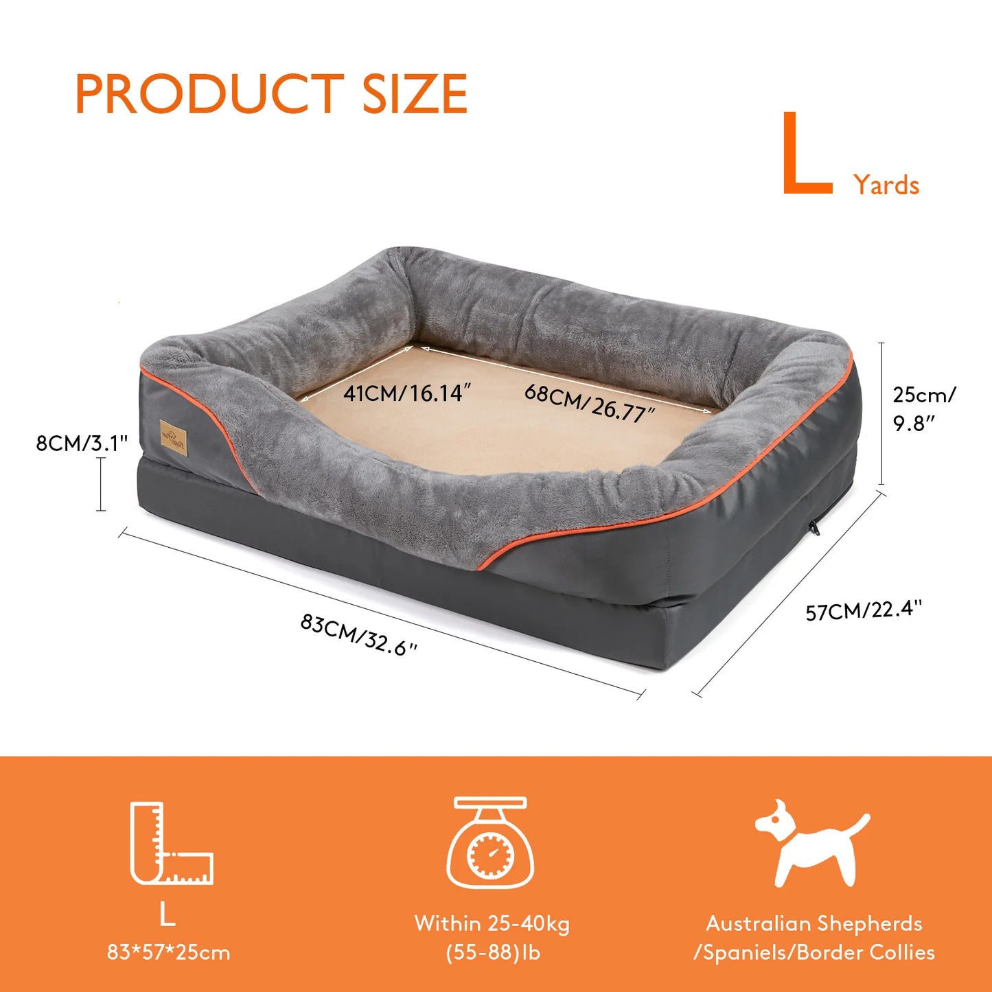 BINGOPAWCN Large Dog Bed Warm Fleece Removable Cover