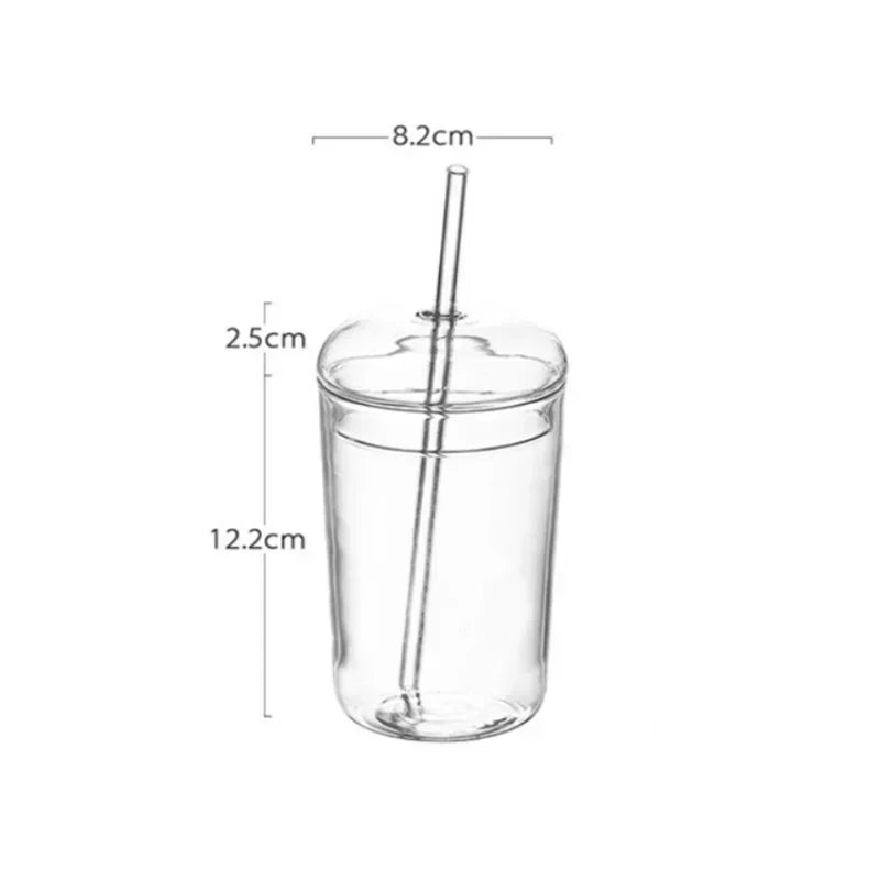 Drinkware Glass Cup With Lid And Straw Drinking Glass