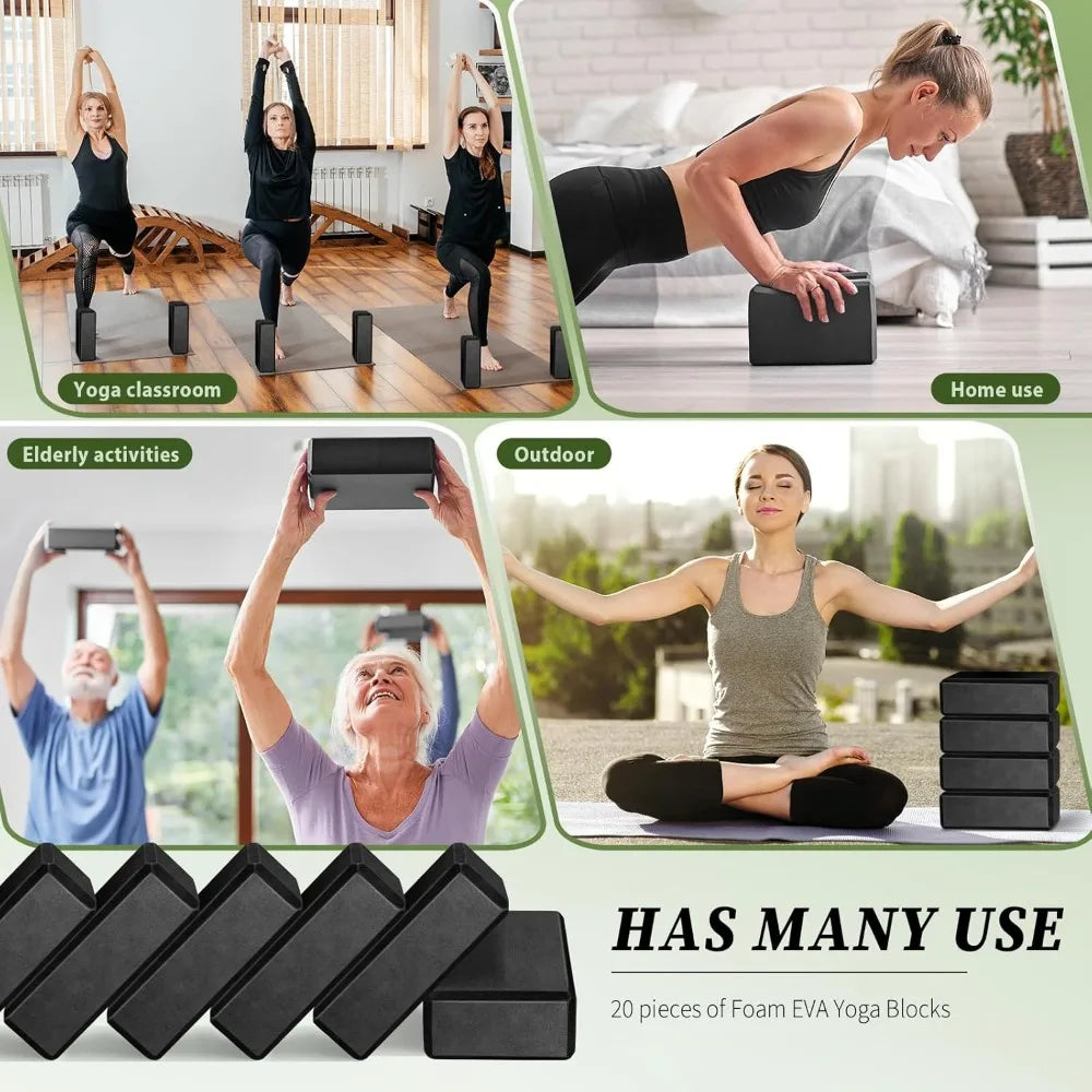 YTYINH EVA Yoga Block Set 20 Piece Non Slip FoamCore