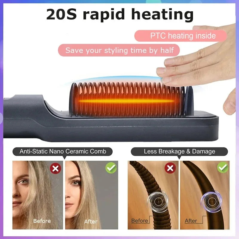 Multifunctional Hot Comb for Hair with Negative Ions