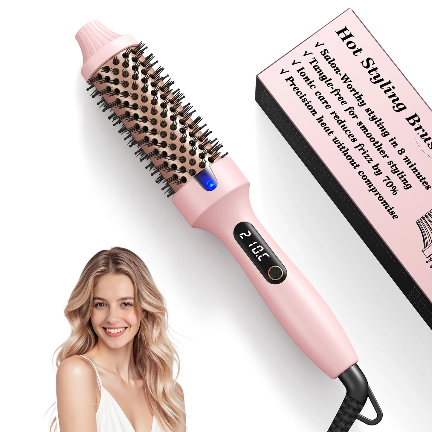 BOPCAL 110 To 240V Heated Curling Iron Brush Hair Styler