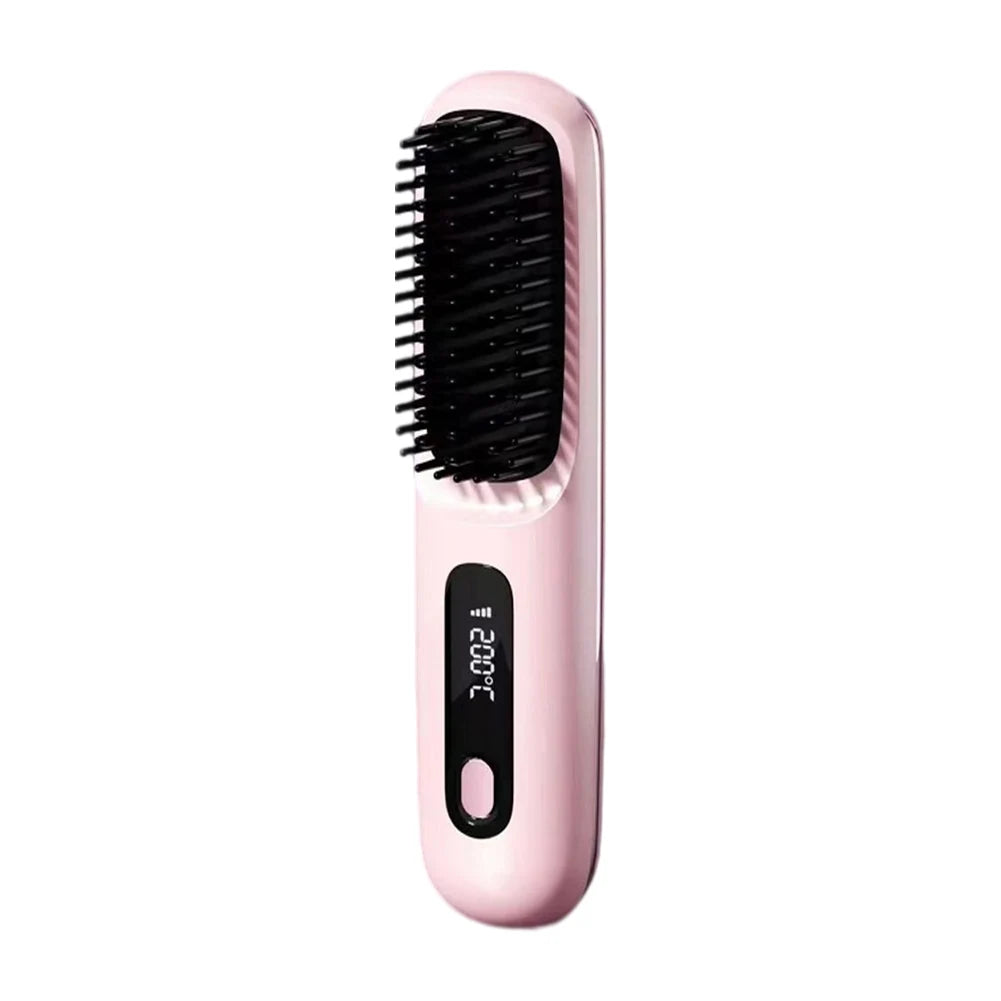 Electric Cordless Hair Straightener Brush Negative Ions