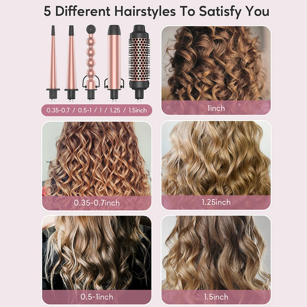 KIPOZI 5 In 1 Hair Curler Set With Replaceable Wands