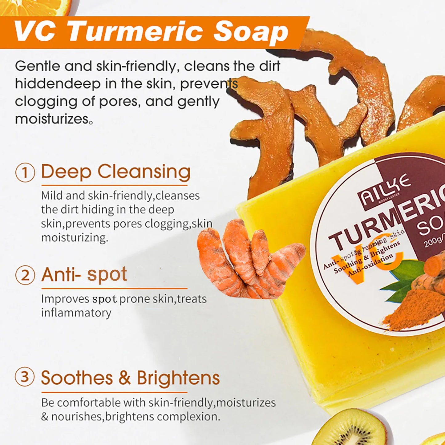 AILKE Turmeric Skin Care Set Brightening Acne Reduction