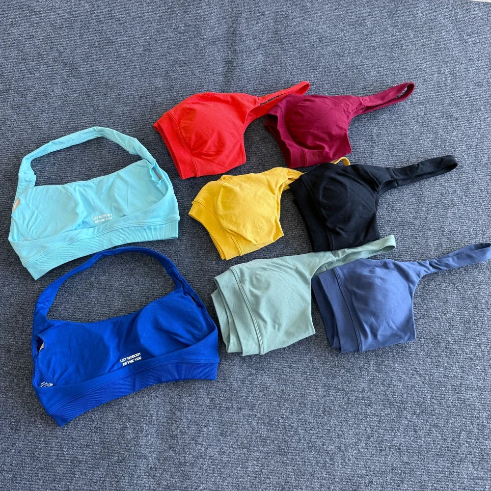 Clothing Impact Sports Bra Seamless Halter Open Back Yoga Top