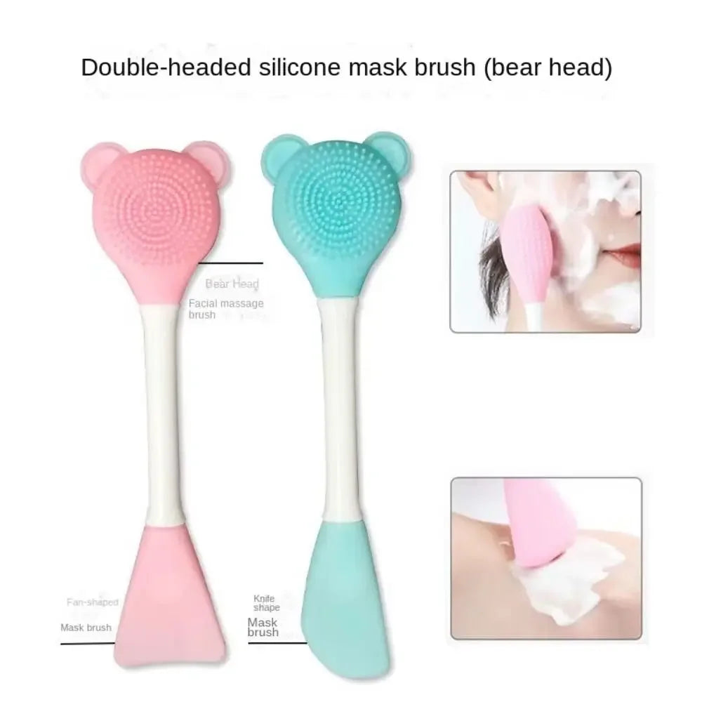 Bear Silicone Double Head Face Mask Brush Exfoliation Tool